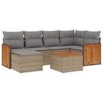 vidaXL Salon de jardin avec coussins 7 Pièces beige résine tressée