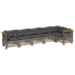 vidaXL Salon de jardin 6 Pièces avec coussins gris résine tressée