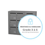 Bloc collectif Leabox  3x3  grade 3  simple face  intérieur  fixation murale  gris poussière ral 7037 finition brillante
