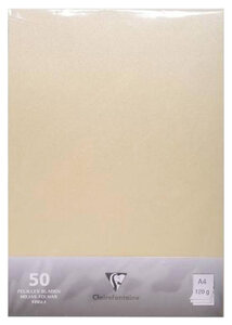Clairefontaine 50 Feuilles Couleur Ivoire Irisé 120g Format A4 (lot de 2)