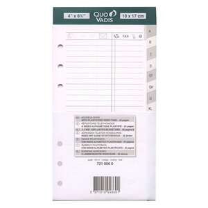 Recharge Accessoires Organiseur REPERTOIRE TEL Timer 17 Blanc 10 x 17 cm QUOVADIS