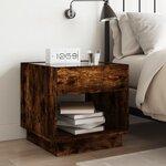 vidaXL Table de chevet avec LED infini chêne fumé 50x50x50 cm
