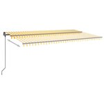 vidaXL Auvent automatique capteur de vent et LED 6x3 5m Jaune et blanc