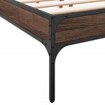 vidaXL Cadre de lit chêne marron 135x190 cm bois d'ingénierie et métal