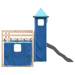 vidaXL Lit superposé avec toboggan et rideaux bleu 90x190 cm