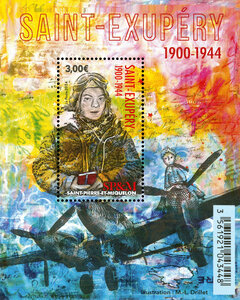 Bloc de 1 timbre Saint Pierre et Miquelon - Saint-Exupéry
