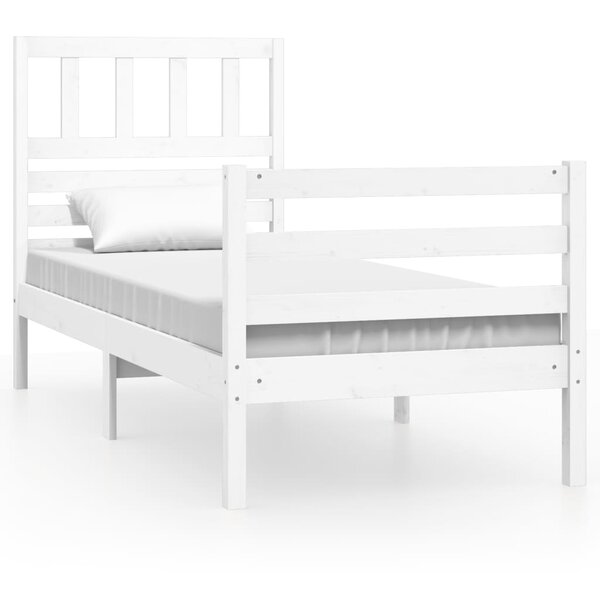 vidaXL Cadre de lit Blanc 75x190 cm Petit simple Bois massif