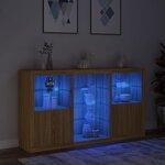 vidaXL Buffet avec lumières LED chêne sonoma 181 5x37x100 cm