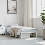 vidaXL Cadre de lit métal avec tête de lit blanc 90x190 cm