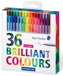 Boite de 36 Feutre Triplus Fineliner 0 3 mm couleurs brillantes STAEDTLER