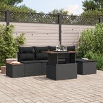 Ensemble de Canapé de Jardin de 6 Pièces Avec Coussins en Poly Rattan Noir