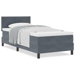 Lit box spring vidaXL avec matelas gris foncé en velours simple