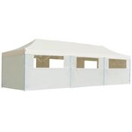 vidaXL Tente de réception pliable avec 8 parois 3x9 m Blanc cassé