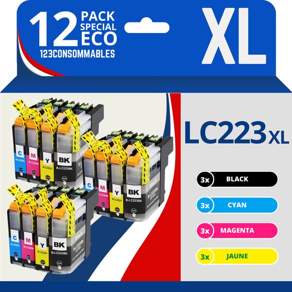 Pack compatible BROTHER LC-223  12 cartouches