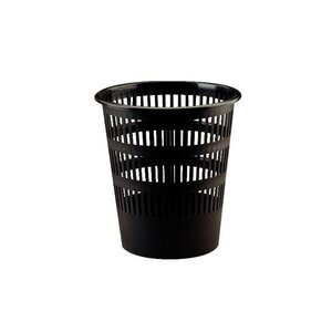 Corbeille à papier plastique ronde ajourée 16L noir