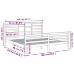 vidaXL Cadre de lit Noir Bois de pin massif 200x200 cm