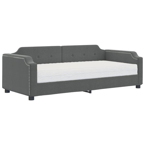 vidaXL Lit de jour avec matelas gris foncé 90x200 cm tissu