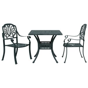 vidaXL Ensemble de bistro 3 Pièces vert aluminium coulé