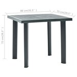 vidaXL Table de jardin Vert 80x75x72 cm Plastique