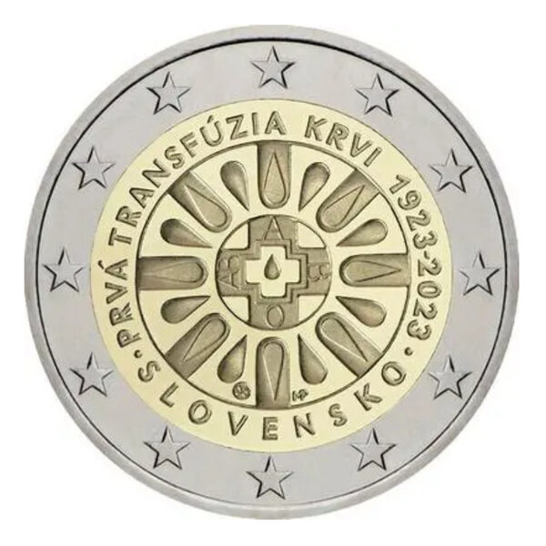 2 euros commémorative Slovaquie 2023 - 100 ans de la transfusion sanguine.