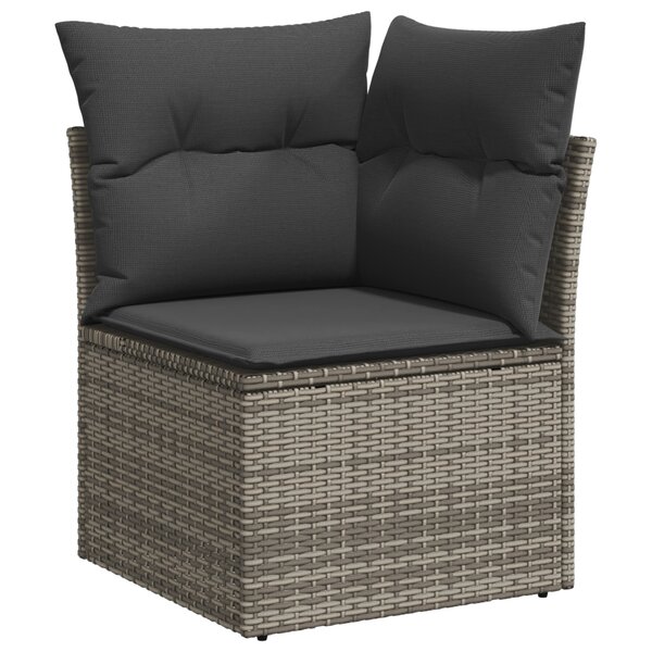 Ensemble de sofa de jardin 9 pièces avec coussins en gris poly rattan acacia