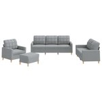 vidaXL Ensemble de canapés 4 Pièces avec coussins Gris clair Tissu