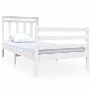 vidaXL Cadre de lit Blanc 90x190 cm Simple Bois massif