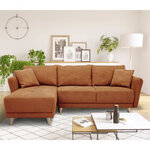 Canapé d'angle convertible réversible 3-4 places tissu Terracotta à coffre de rangement - 244 x 158 x Hauteur 95 cm