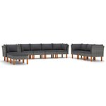 vidaXL Salon de jardin 10 Pièces avec coussins Résine tressée Gris