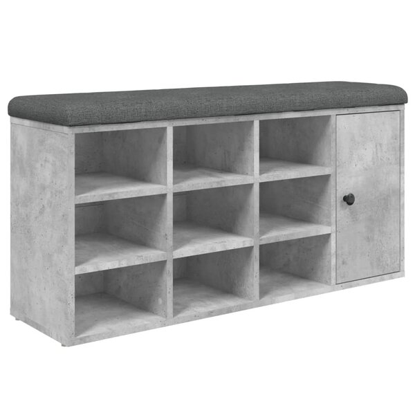 vidaXL Banc à chaussures gris béton 102x32x50 cm bois d'ingénierie