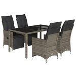 vidaXL Ensemble de bistro de jardin 5 Pièces coussins gris poly rotin