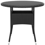 vidaXL Table de jardin Ø80x75 cm Verre trempé/résine tressée Noir