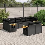 vidaXL Salon de jardin 9 Pièces avec coussins noir résine tressée