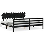 vidaXL Cadre de lit avec tête de lit noir 200x200 cm bois massif