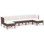 vidaXL Salon de jardin 7 Pièces avec coussins Résine tressée Marron