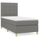 vidaXL Sommier à lattes de lit et matelas Gris foncé 90x190 cm Tissu