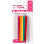 40 bâtonnets de colle pour pistolet à colle Ø 7 mm - Couleurs