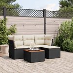 vidaXL Salon de jardin 5 Pièces avec coussins noir résine tressée