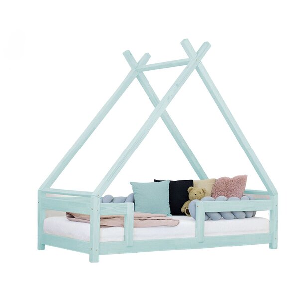 Lit cabane enfant TAHUKA 80 x 160 bleu clair