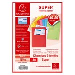 Paquet De 40 + 10 Chemises À Fenêtre Super 160g/m2 - 22x31cm - Couleurs Assorties - X 8 - Exacompta