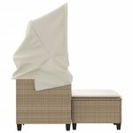 vidaXL Canapé de jardin 2 places avec auvent et tabourets beige rotin