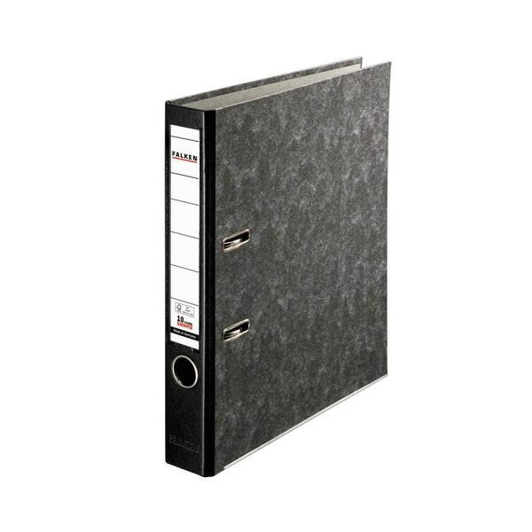 Classeur À Levier Papier Marbré A4 Recycling Plus - Gris-dos Noir - X 10 - Falken