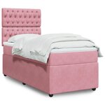 vidaXL Sommier à lattes de lit avec matelas Rose 100x200 cm Velours