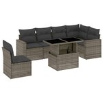 vidaXL Salon de jardin avec coussins 7 Pièces gris résine tressée