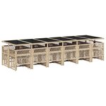 vidaXL Ensemble à manger de jardin et coussins 17 Pièces beige