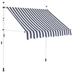 vidaXL Auvent rétractable manuel 150 cm Rayures bleues et blanches