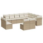 vidaXL Salon de jardin avec coussins 12 Pièces beige résine tressée