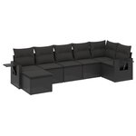 vidaXL Salon de jardin 7 Pièces avec coussins noir résine tressée