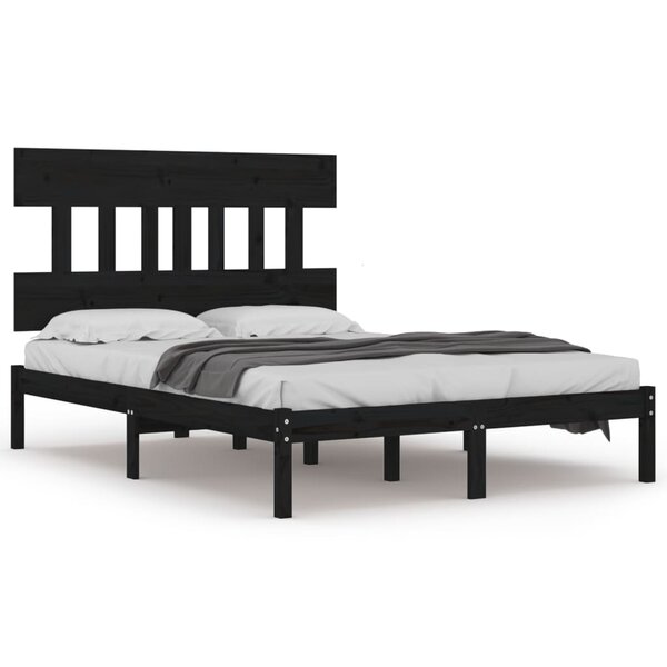 vidaXL Cadre de lit Noir Bois massif 200x200 cm