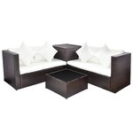 Salon de jardin meuble d'extérieur ensemble de mobilier 4 pièces avec coussins résine tressée marron 02_0016195